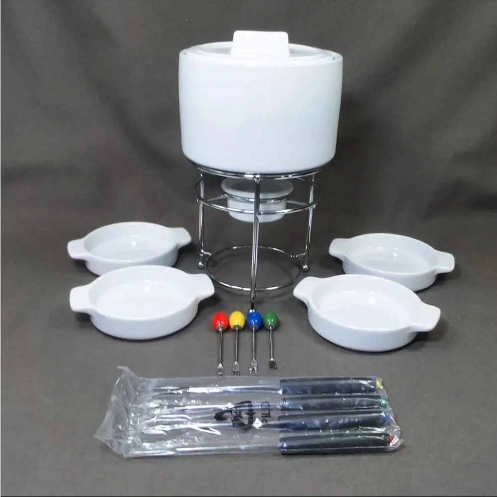 Pier 1 Imports White Stackable Fondue Set NIB
